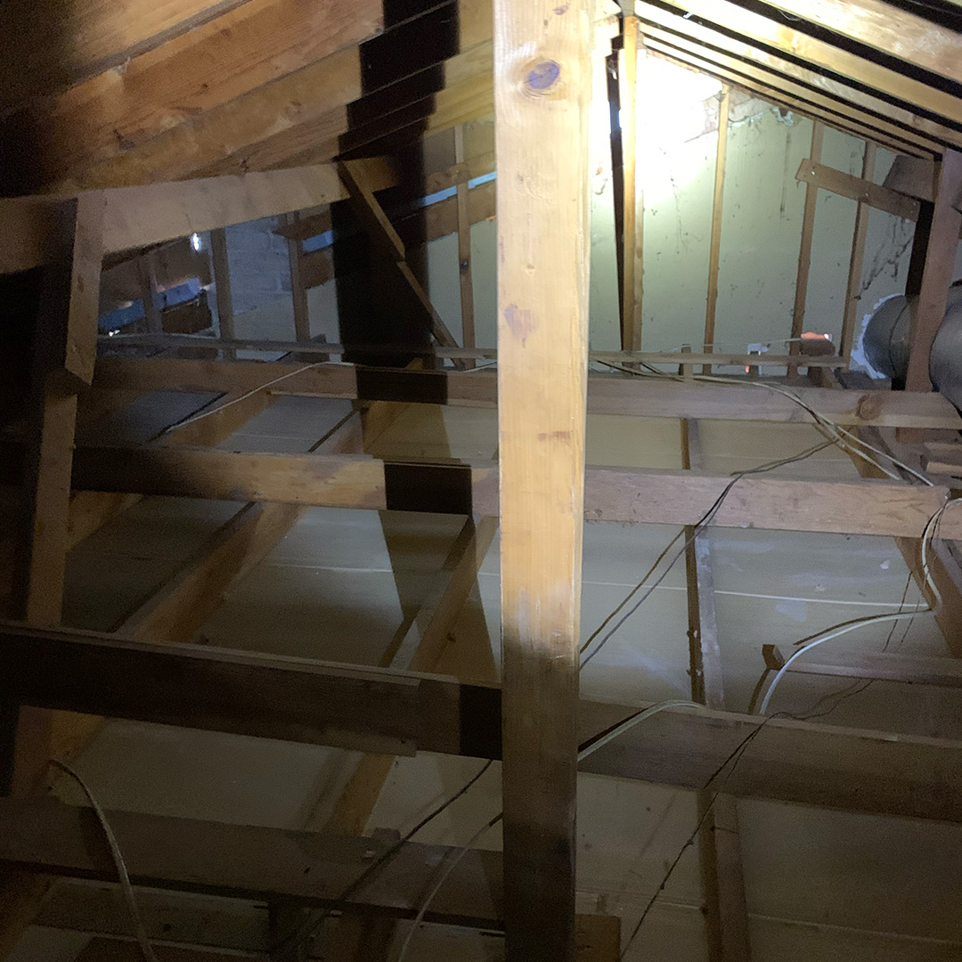 Santa Rosa attic after we removed the home's old insulation.